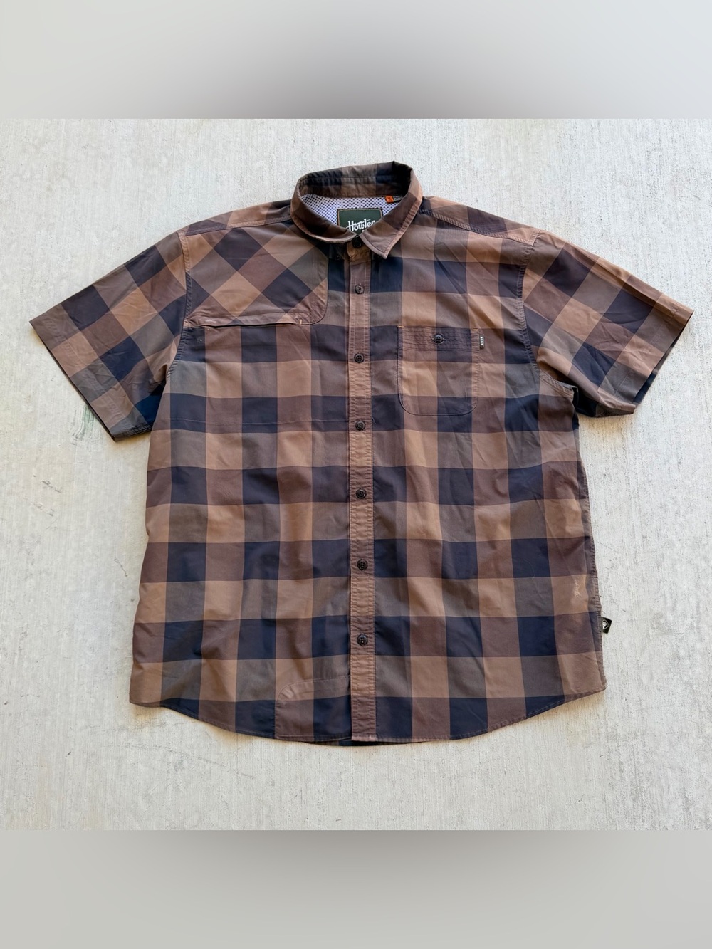 Howler Brothers  Shirt Mens XL Plaid Western Cut Short Sleeve Outdoor